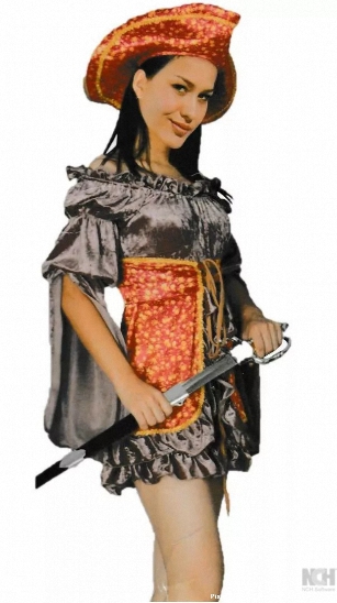 (image for) Pirate Girl Buccaneer Ladies 3 Pce Fancy Dress Costume Size 12 - 14